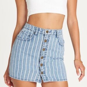 NWT Billabong Good Life Indigo Pinstripe Denim Mini Skirt